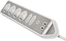 Brennenstuhl estilo hjrne forlngerledning 6-vejs m/ USB