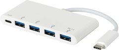 eStuff USB-C til USB 4xUSB-A Opladningshub