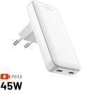 Fixed rejseoplader 2x USB-C 45W
