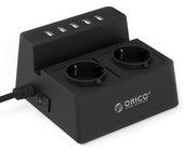 Orico Surge Protection 2x 230V og 5x USB-oplader