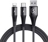 SiGN 2-i-1 USB-A-kabel til Lightning/USB-C