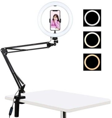 Puluz PKT3090B Desktop Arm Stand with 26cm LED Ring Light