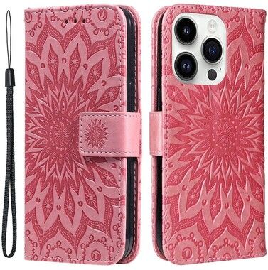 Trolsk Imprint Dahlia Flower Wallet (iPhone 15 Pro)