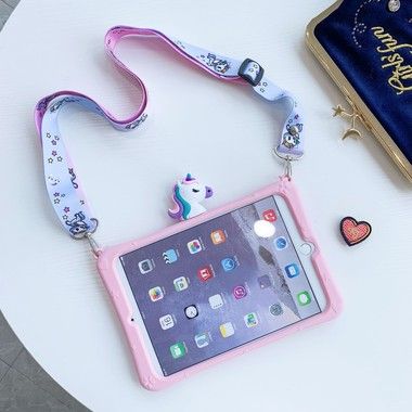 Trolsk Kids Case with strap - Cute Pink Unicorn (iPad 10,9 (2022))